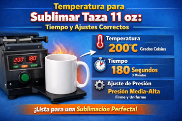 Temperatura para sublimar taza 11 oz: tiempo y ajustes correctos