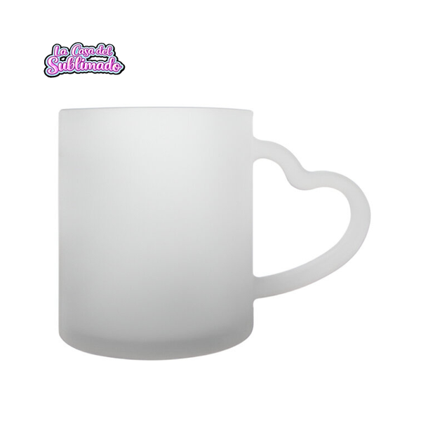 Caja con 36 Tazas de Vidrio Satinado con Mango de Corazón 11 oz