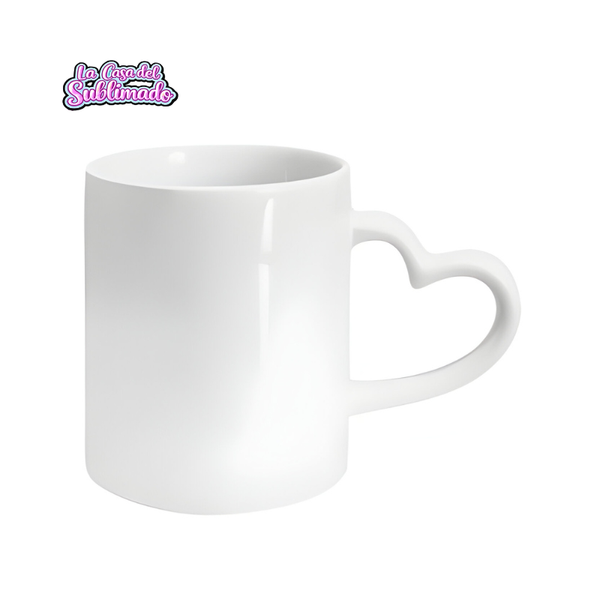 Caja con 36 Tazas Blancas con Mango de Corazón Sublimables 11 oz